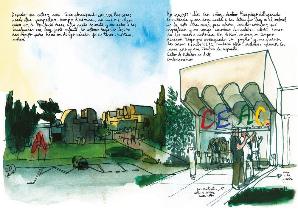 Illustrated spread from Hola, Miró!!! exploring Joan Miró’s life and work by Swasky